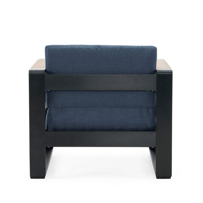 Fauteuils club d'extérieur Giovanna en aluminium avec finitions en imitation bois (lot de 2) par Christopher Knight Home