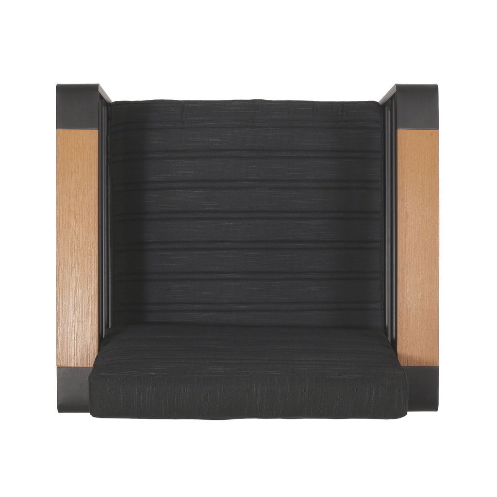 Fauteuils club d'extérieur Giovanna en aluminium avec finitions en imitation bois (lot de 2) par Christopher Knight Home