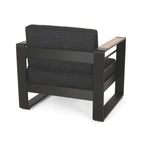 Fauteuils club d'extérieur Giovanna en aluminium avec finitions en imitation bois (lot de 2) par Christopher Knight Home