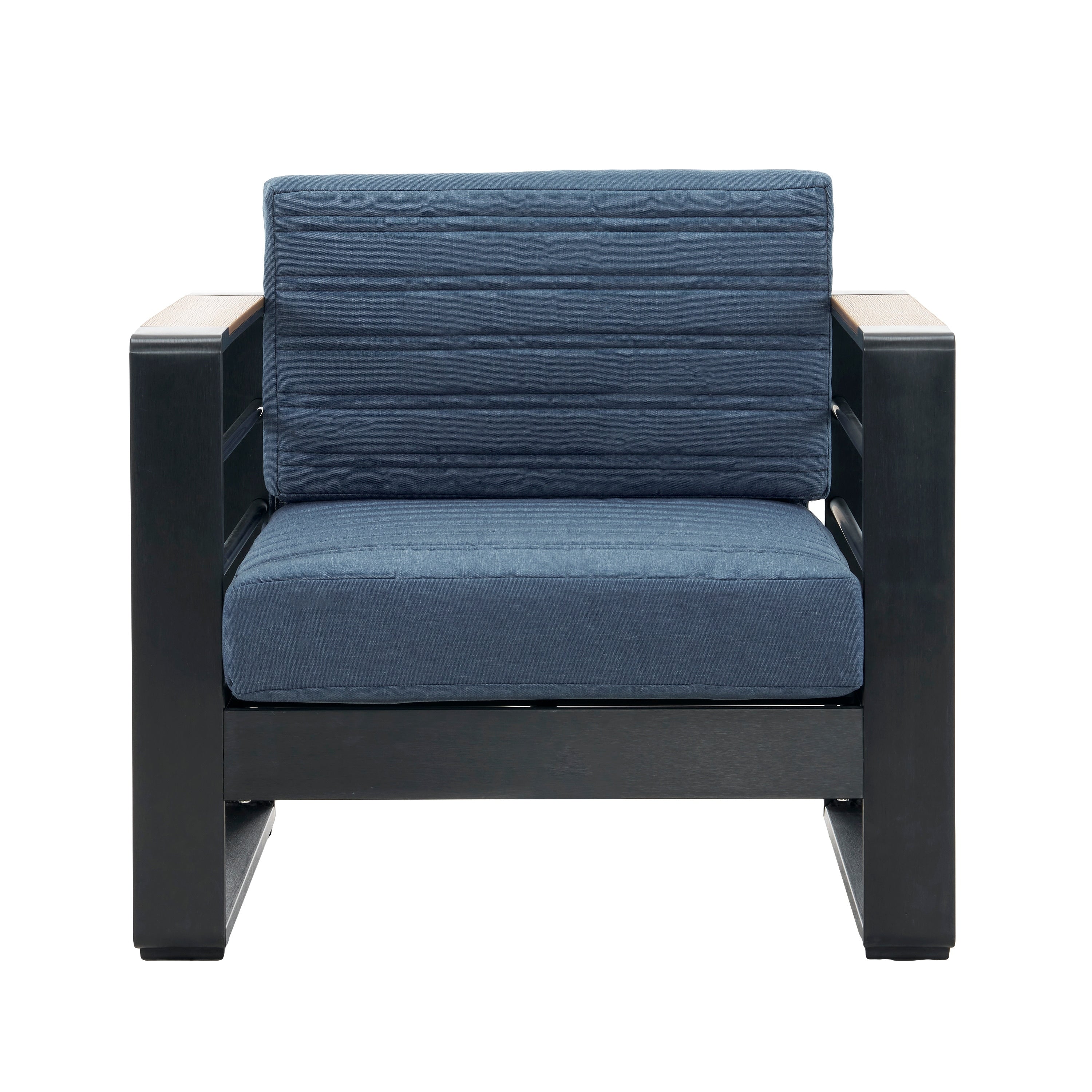Fauteuils club d'extérieur Giovanna en aluminium avec finitions en imitation bois (lot de 2) par Christopher Knight Home