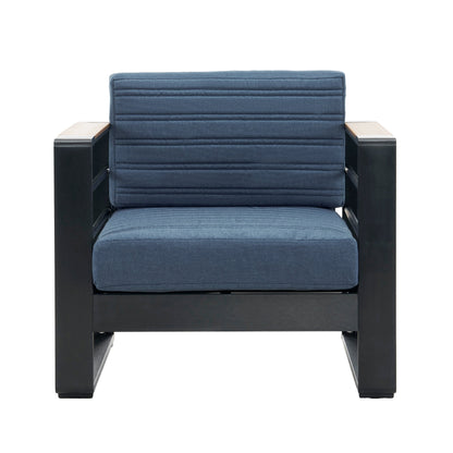 Fauteuils club d'extérieur Giovanna en aluminium avec finitions en imitation bois (lot de 2) par Christopher Knight Home