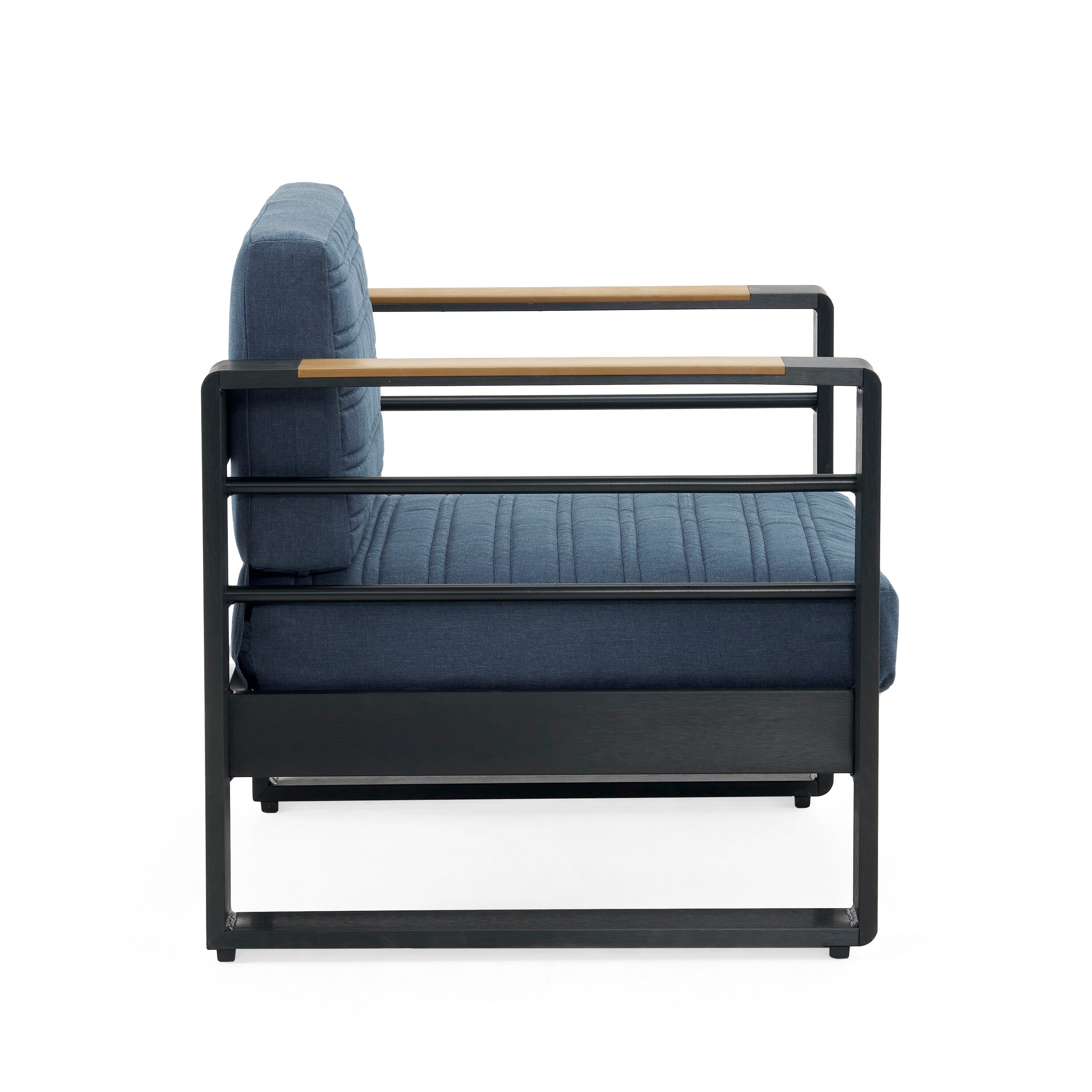 Fauteuils club d'extérieur Giovanna en aluminium avec finitions en imitation bois (lot de 2) par Christopher Knight Home