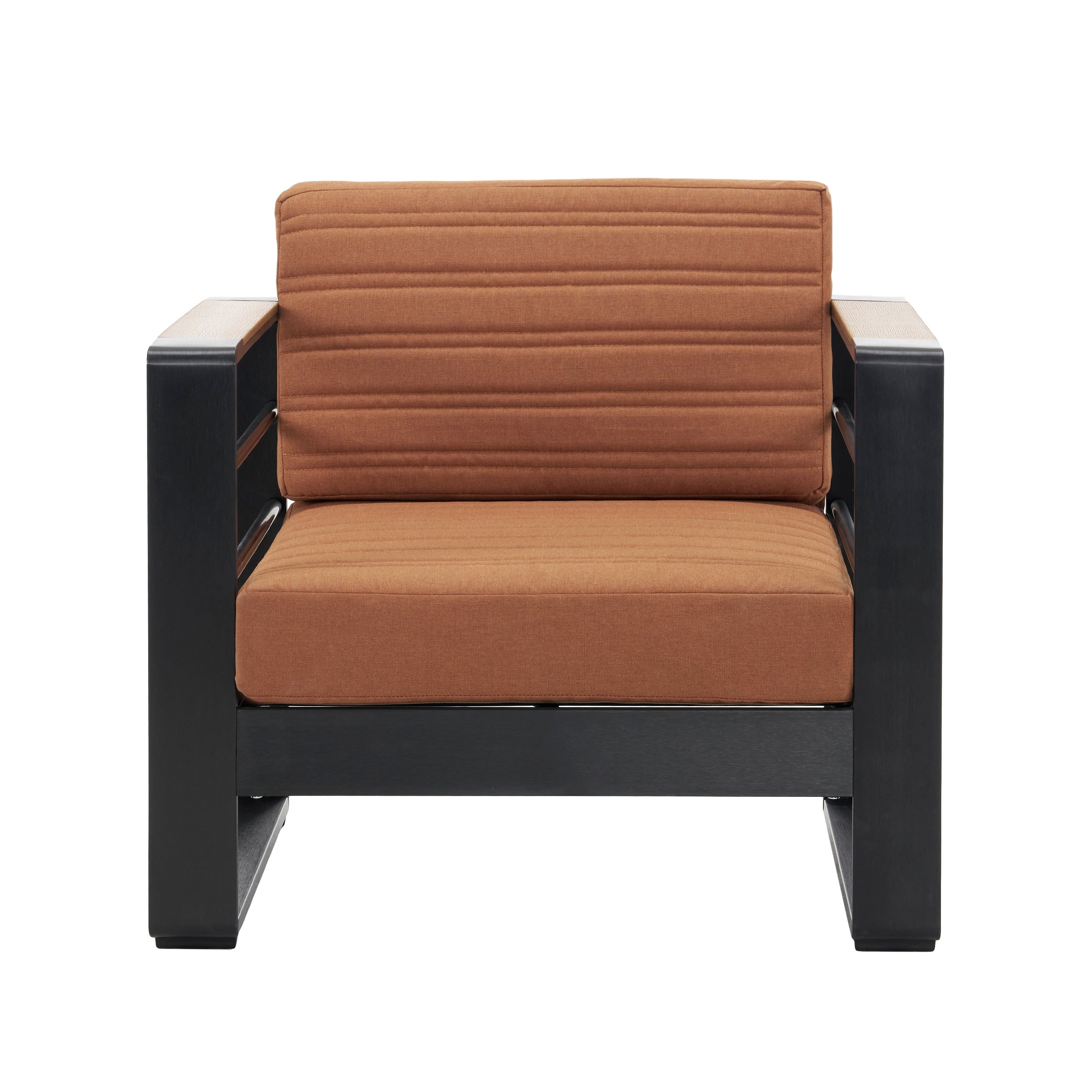 Fauteuils club d'extérieur Giovanna en aluminium avec finitions en imitation bois (lot de 2) par Christopher Knight Home