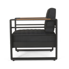 Fauteuils club d'extérieur Giovanna en aluminium avec finitions en imitation bois (lot de 2) par Christopher Knight Home