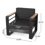 Fauteuils club d'extérieur Giovanna en aluminium avec finitions en imitation bois (lot de 2) par Christopher Knight Home