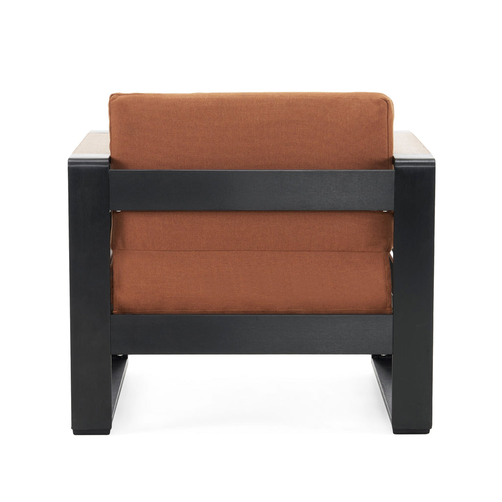 Fauteuils club d'extérieur Giovanna en aluminium avec finitions en imitation bois (lot de 2) par Christopher Knight Home