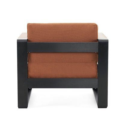 Fauteuils club d'extérieur Giovanna en aluminium avec finitions en imitation bois (lot de 2) par Christopher Knight Home