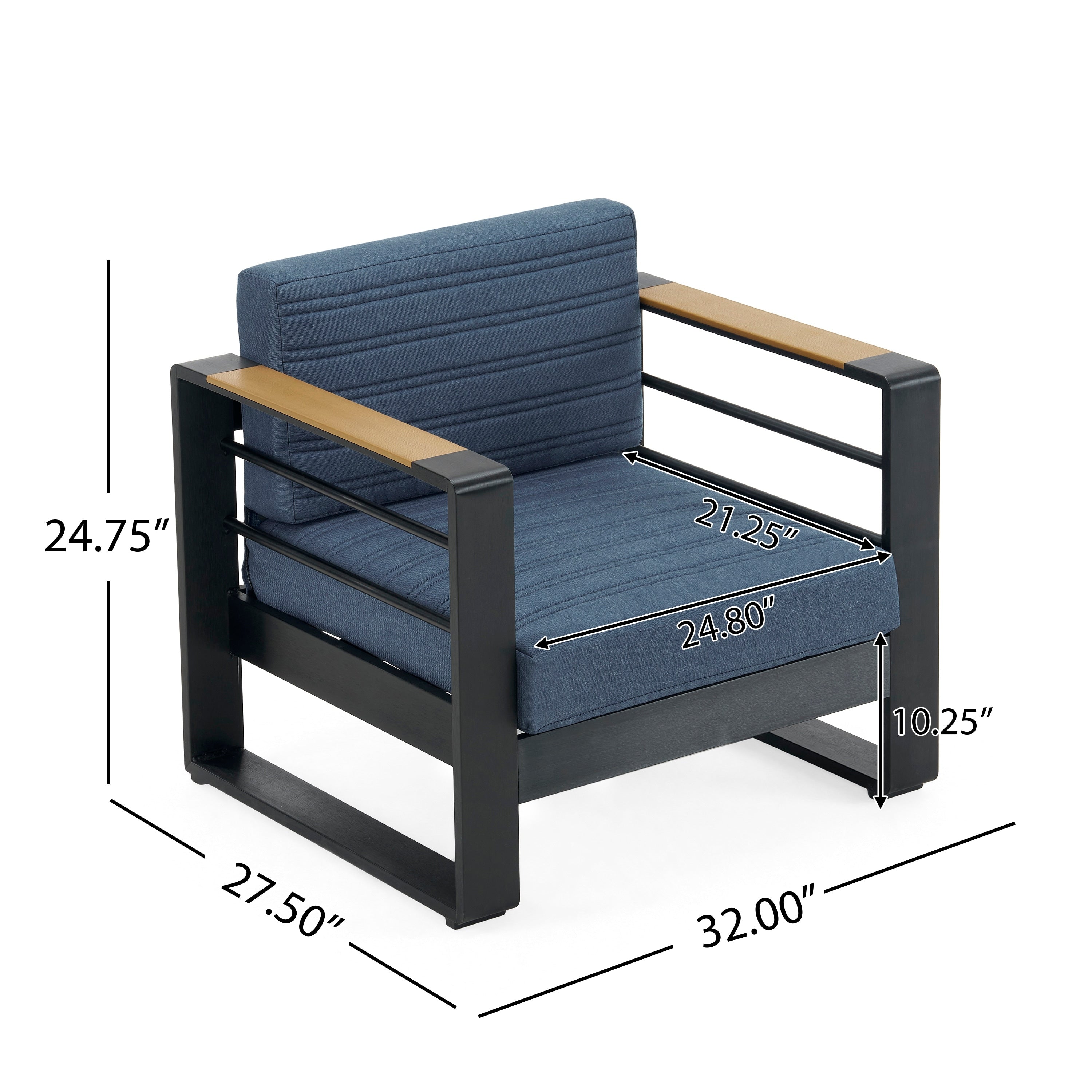 Fauteuils club d'extérieur Giovanna en aluminium avec finitions en imitation bois (lot de 2) par Christopher Knight Home