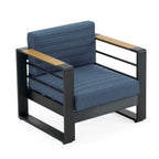 Fauteuils club d'extérieur Giovanna en aluminium avec finitions en imitation bois (lot de 2) par Christopher Knight Home