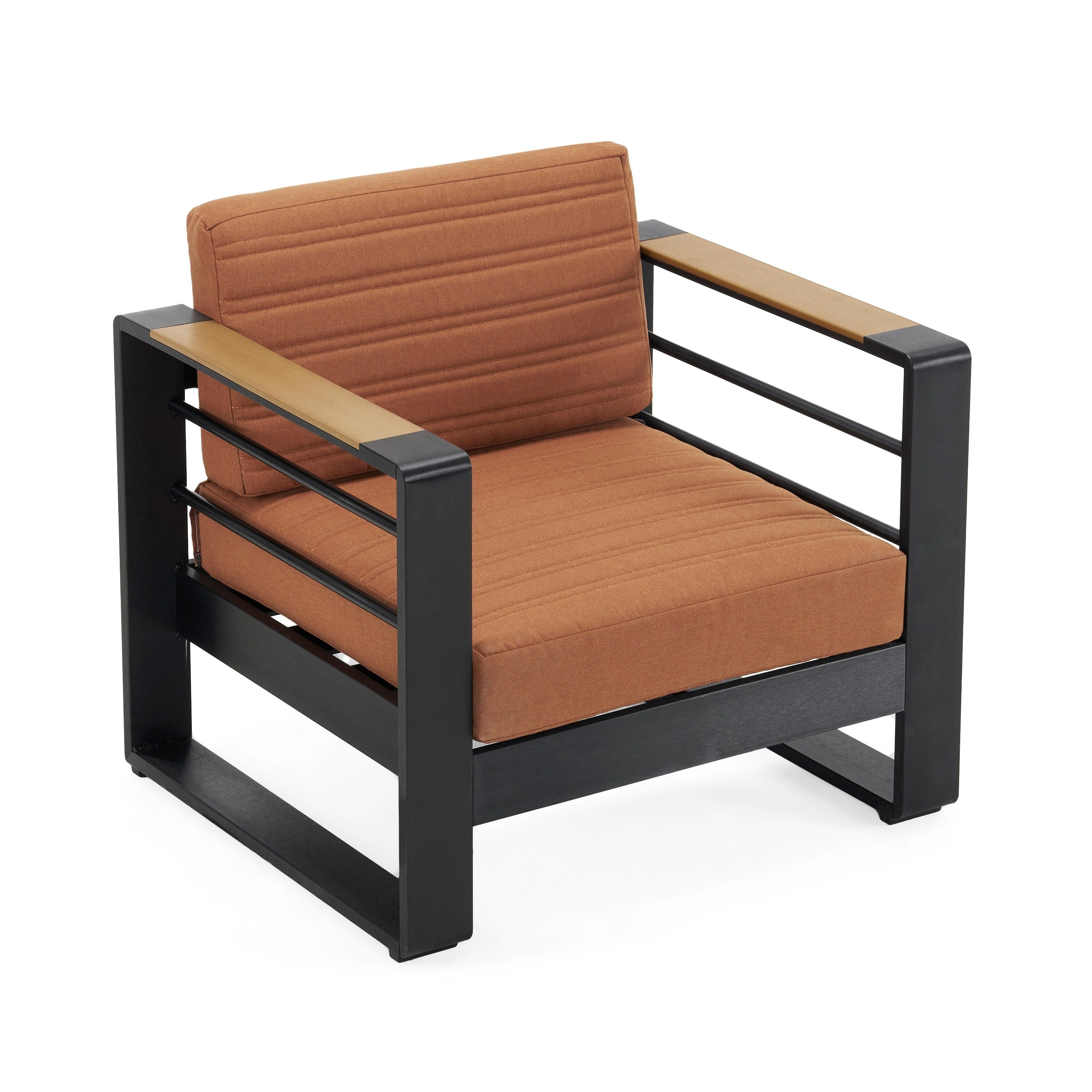 Fauteuils club d'extérieur Giovanna en aluminium avec finitions en imitation bois (lot de 2) par Christopher Knight Home