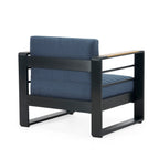 Fauteuils club d'extérieur Giovanna en aluminium avec finitions en imitation bois (lot de 2) par Christopher Knight Home
