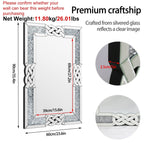 Miroir mural glamour avec accents de cristal et diamants
