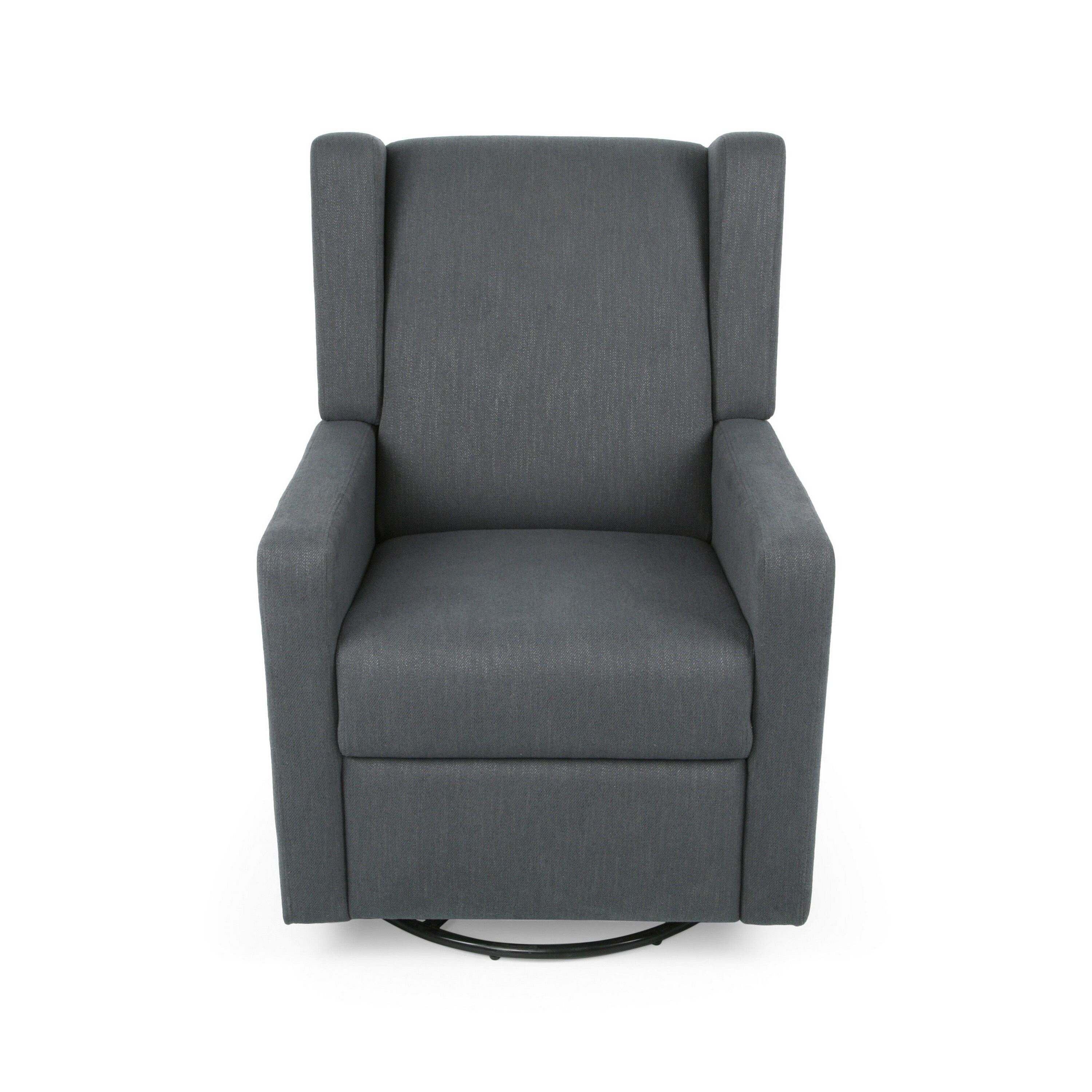Fauteuil inclinable pivotant en bois de bouleau et tissu gris anthracite