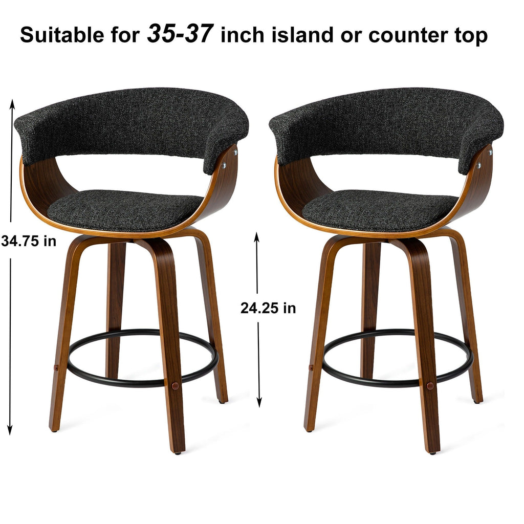 Ensemble de 2 ou 4 tabourets de bar pivotants modernes en bois à hauteur de comptoir et de bar Glitzhome