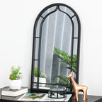 Miroir mural moderne rond/arqué en métal noir Glitzhome, décoration d'intérieur