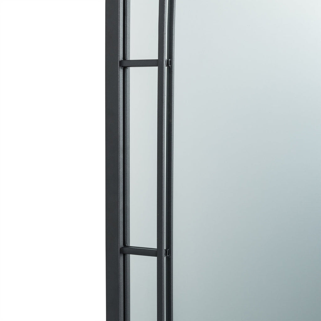 Miroir mural moderne rond/arqué en métal noir Glitzhome, décoration d'intérieur