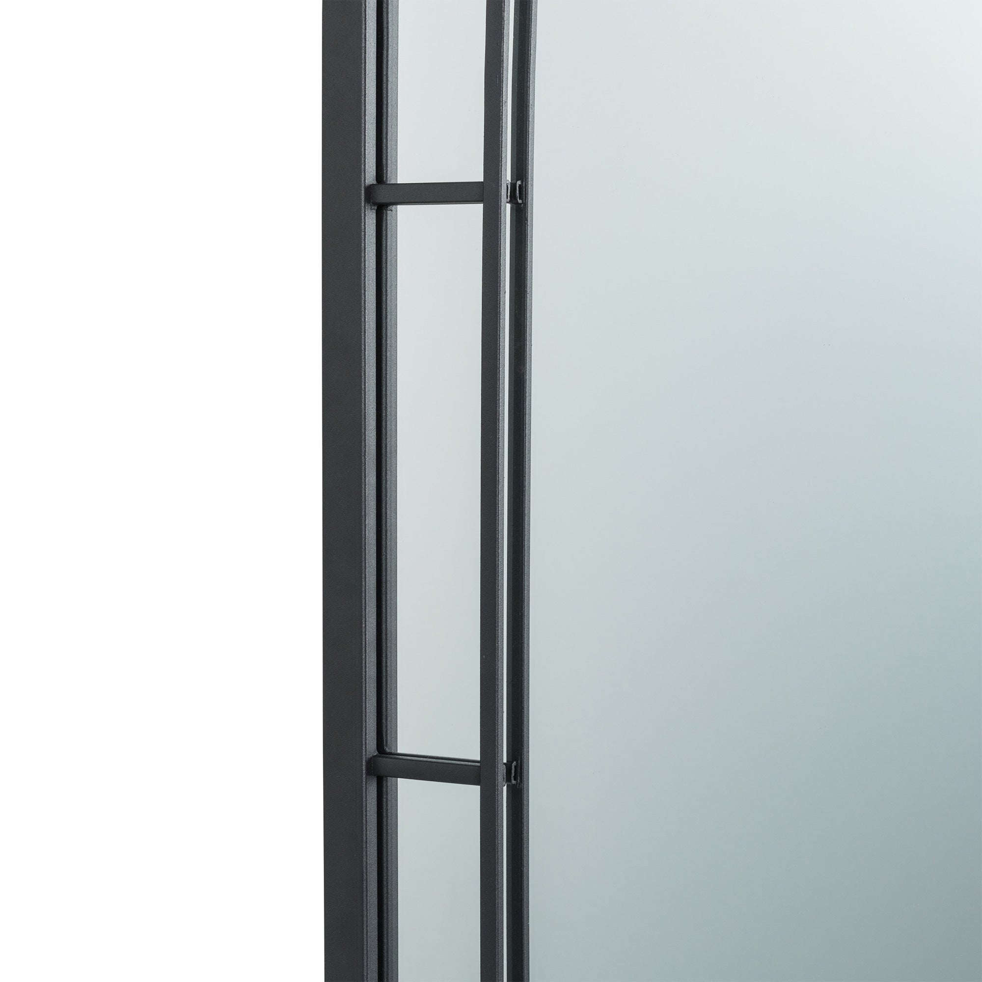 Miroir mural moderne rond/arqué en métal noir Glitzhome, décoration d'intérieur