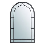 Miroir mural moderne rond/arqué en métal noir Glitzhome, décoration d'intérieur