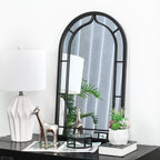 Miroir mural moderne rond/arqué en métal noir Glitzhome, décoration d'intérieur