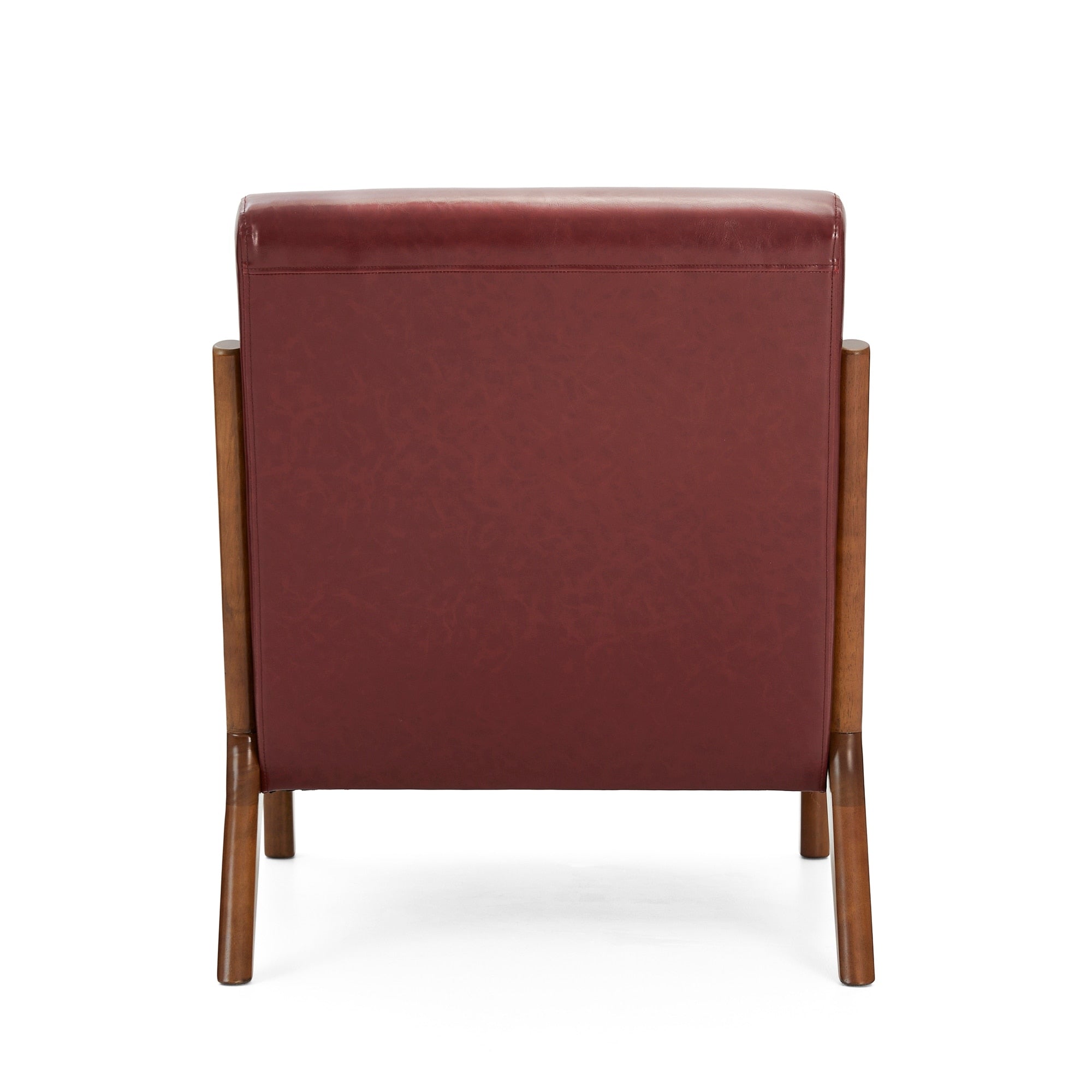 Glitzhome 30.75H Mid-Century Modern PU Leather Armchair Accent Chair with Pillow - 25.75W x 33.75D x 30.75H