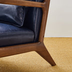 Glitzhome 30.75H Mid-Century Modern PU Leather Armchair Accent Chair with Pillow - 25.75W x 33.75D x 30.75H