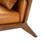 Glitzhome 30.75H Mid-Century Modern PU Leather Armchair Accent Chair with Pillow - 25.75W x 33.75D x 30.75H