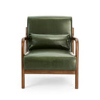 Glitzhome 30.75H Mid-Century Modern PU Leather Armchair Accent Chair with Pillow - 25.75W x 33.75D x 30.75H