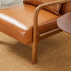 Glitzhome 30.75H Mid-Century Modern PU Leather Armchair Accent Chair with Pillow - 25.75W x 33.75D x 30.75H