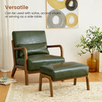 Glitzhome 30.75H Mid-Century Modern PU Leather Armchair Accent Chair with Pillow - 25.75W x 33.75D x 30.75H