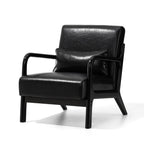 Glitzhome 30.75H Mid-Century Modern PU Leather Armchair Accent Chair with Pillow - 25.75W x 33.75D x 30.75H