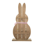 Glitzhome 30H Pâques en bois Famille de lapins debout Panneau de porche Décor avec couronne
