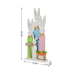 Glitzhome 30H Pâques en bois Famille de lapins debout Panneau de porche Décor avec couronne