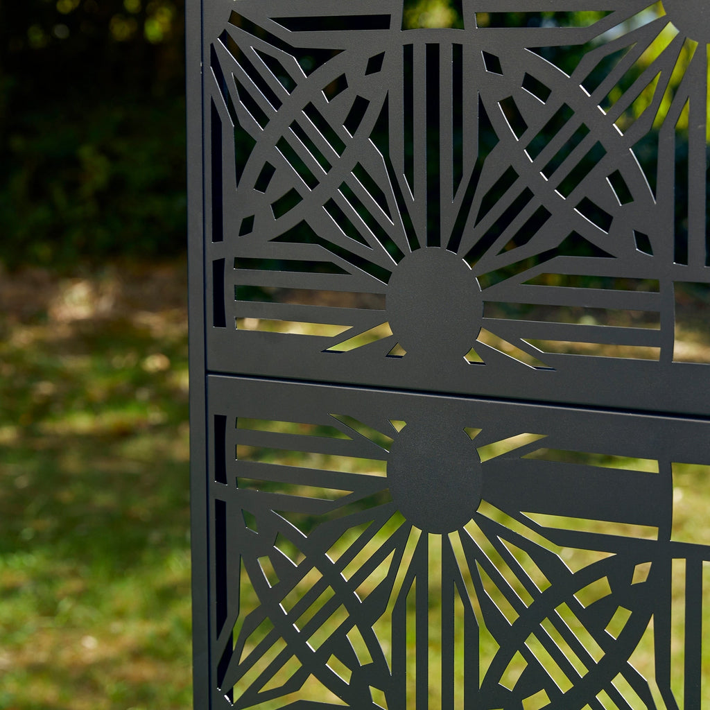 Paravent de confidentialité à 3 panneaux galvanisé à motifs floraux de 1,8 m de Glitzhome
