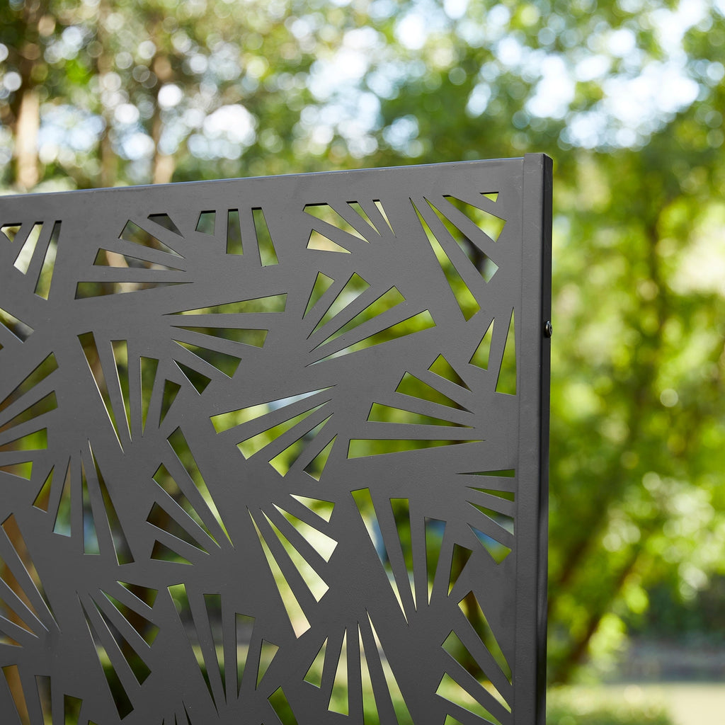 Paravent de confidentialité à 3 panneaux galvanisé à motifs floraux de 1,8 m de Glitzhome