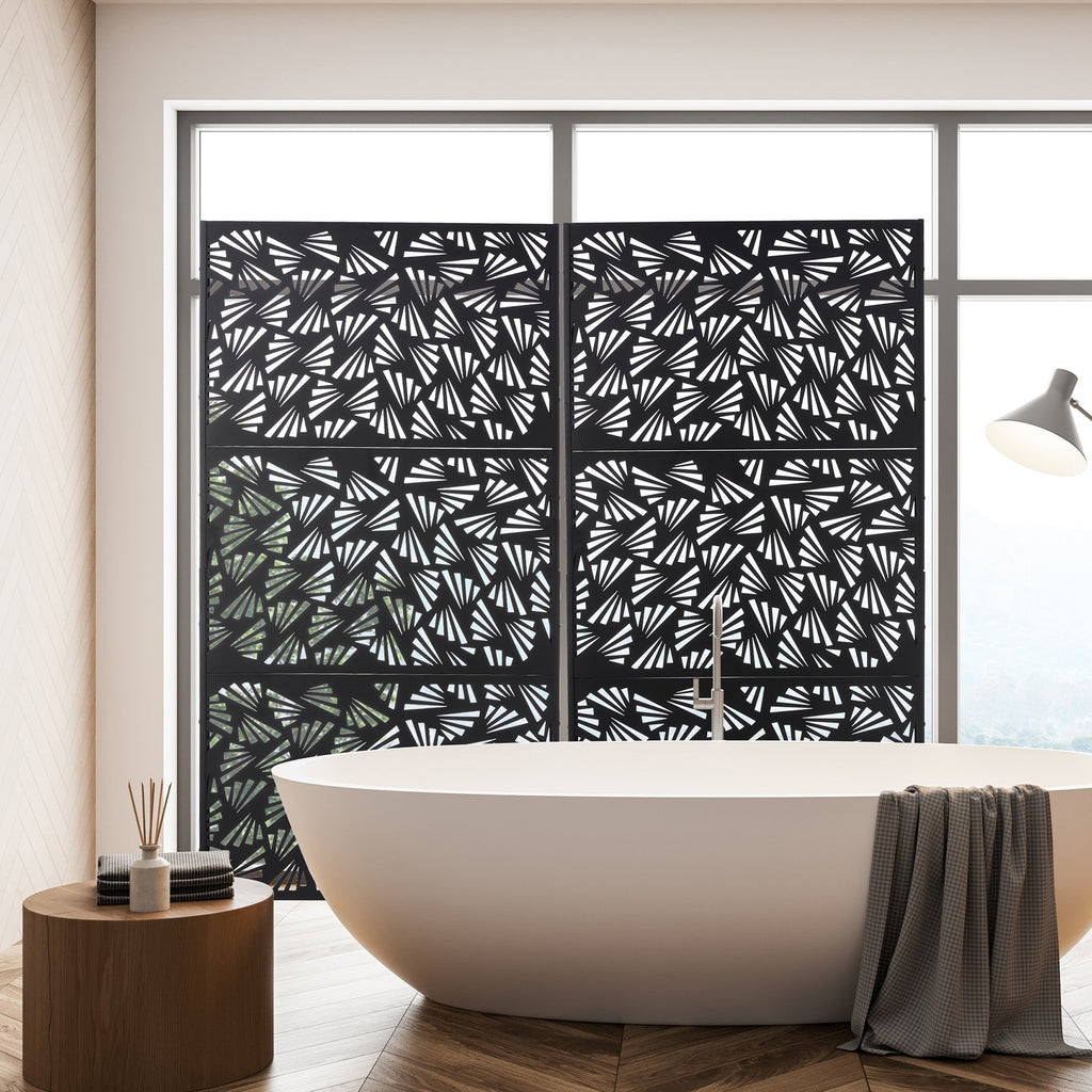 Paravent de confidentialité à 3 panneaux galvanisé à motifs floraux de 1,8 m de Glitzhome