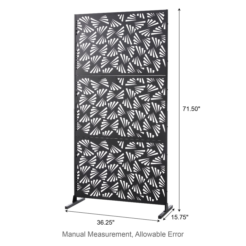 Paravent de confidentialité à 3 panneaux galvanisé à motifs floraux de 1,8 m de Glitzhome