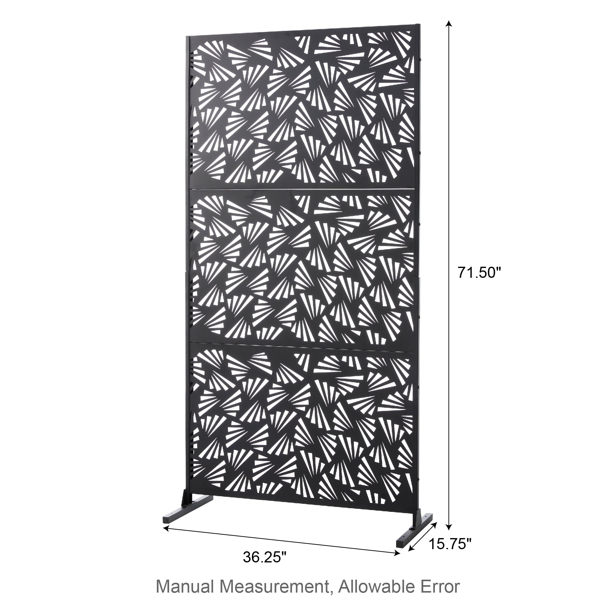 Paravent de confidentialité à 3 panneaux galvanisé à motifs floraux de 1,8 m de Glitzhome