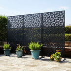 Paravent de confidentialité à 3 panneaux galvanisé à motifs floraux de 1,8 m de Glitzhome