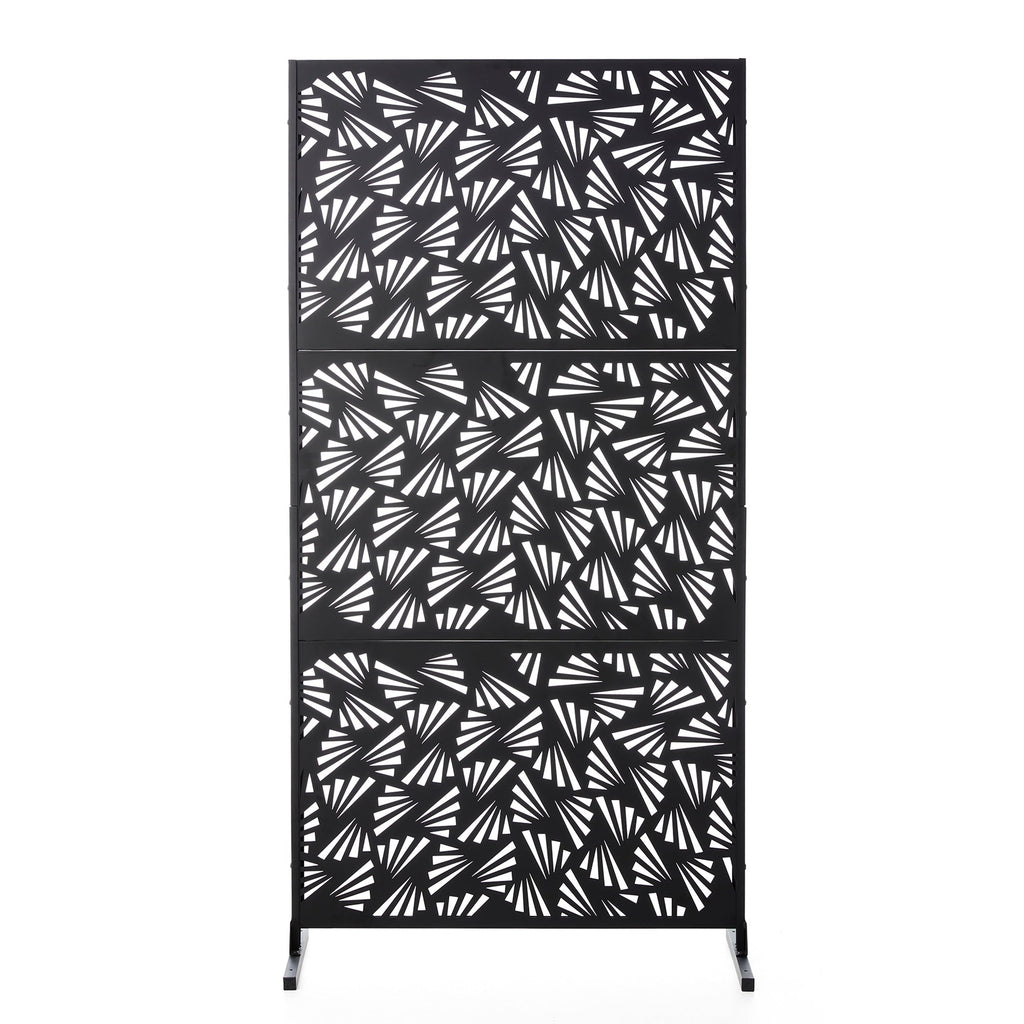 Paravent de confidentialité à 3 panneaux galvanisé à motifs floraux de 1,8 m de Glitzhome