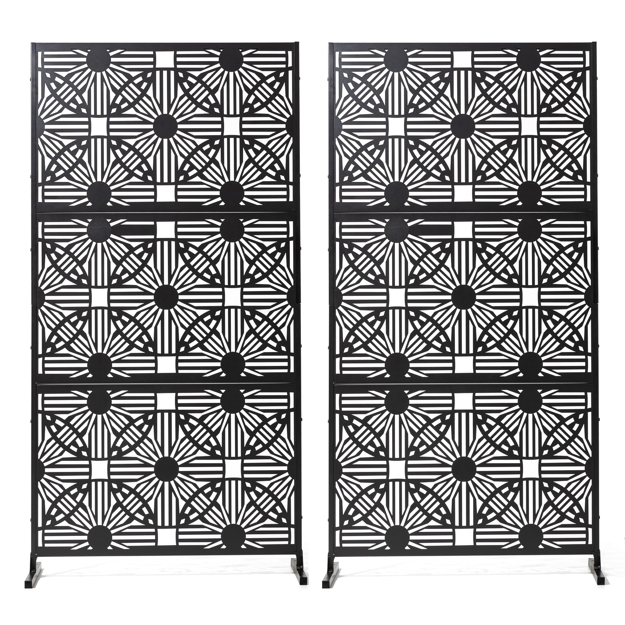 Paravent de confidentialité à 3 panneaux galvanisé à motifs floraux de 1,8 m de Glitzhome