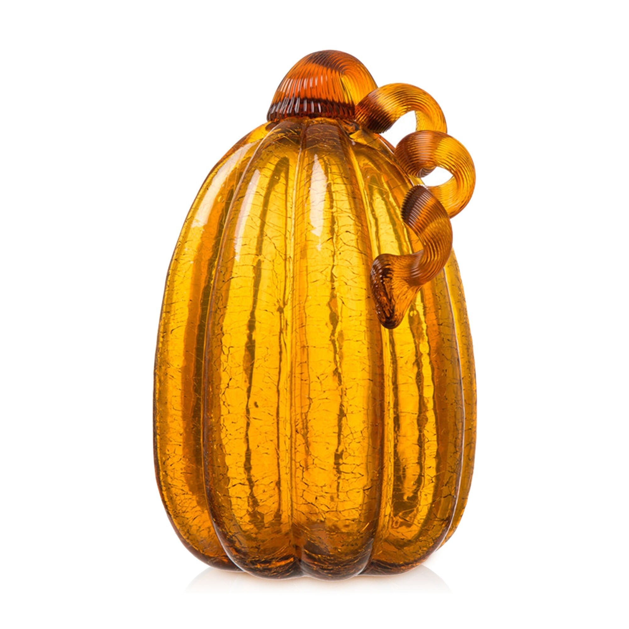 Citrouilles en verre soufflé à la main Glitzhome Amber Crackle pour la décoration des récoltes d'automne