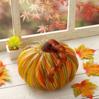 Décoration de table de Thanksgiving en verre soufflé à la main à rayures multiples Glitzhome Fall Harvest