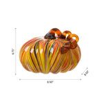 Décoration de table de Thanksgiving en verre soufflé à la main à rayures multiples Glitzhome Fall Harvest
