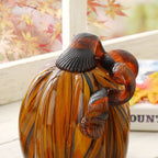 Décoration de table de Thanksgiving en verre soufflé à la main à rayures multiples Glitzhome Fall Harvest