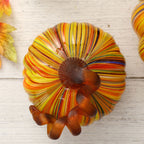 Décoration de table de Thanksgiving en verre soufflé à la main à rayures multiples Glitzhome Fall Harvest
