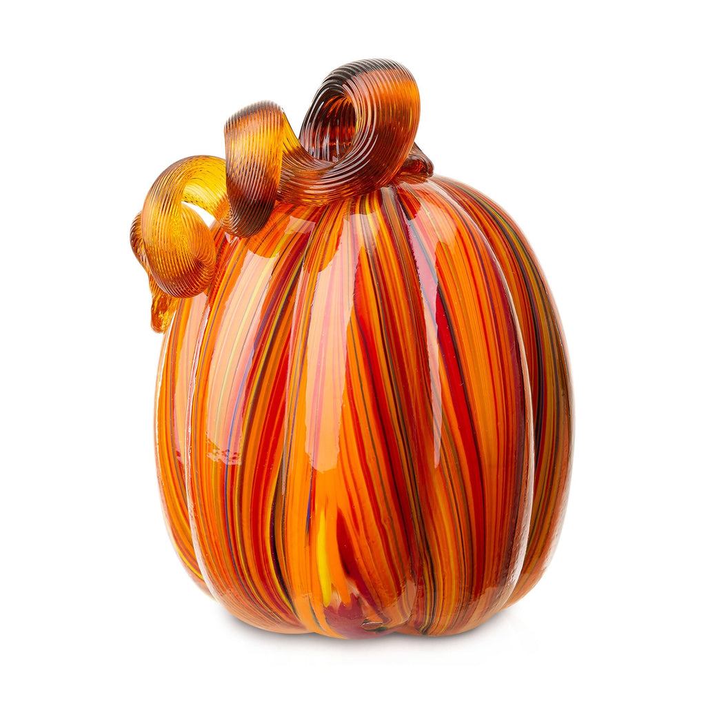 Décorations de citrouilles en verre à rayures multiples pour la récolte d'automne, Halloween, Thanksgiving, festival, Glitzhome
