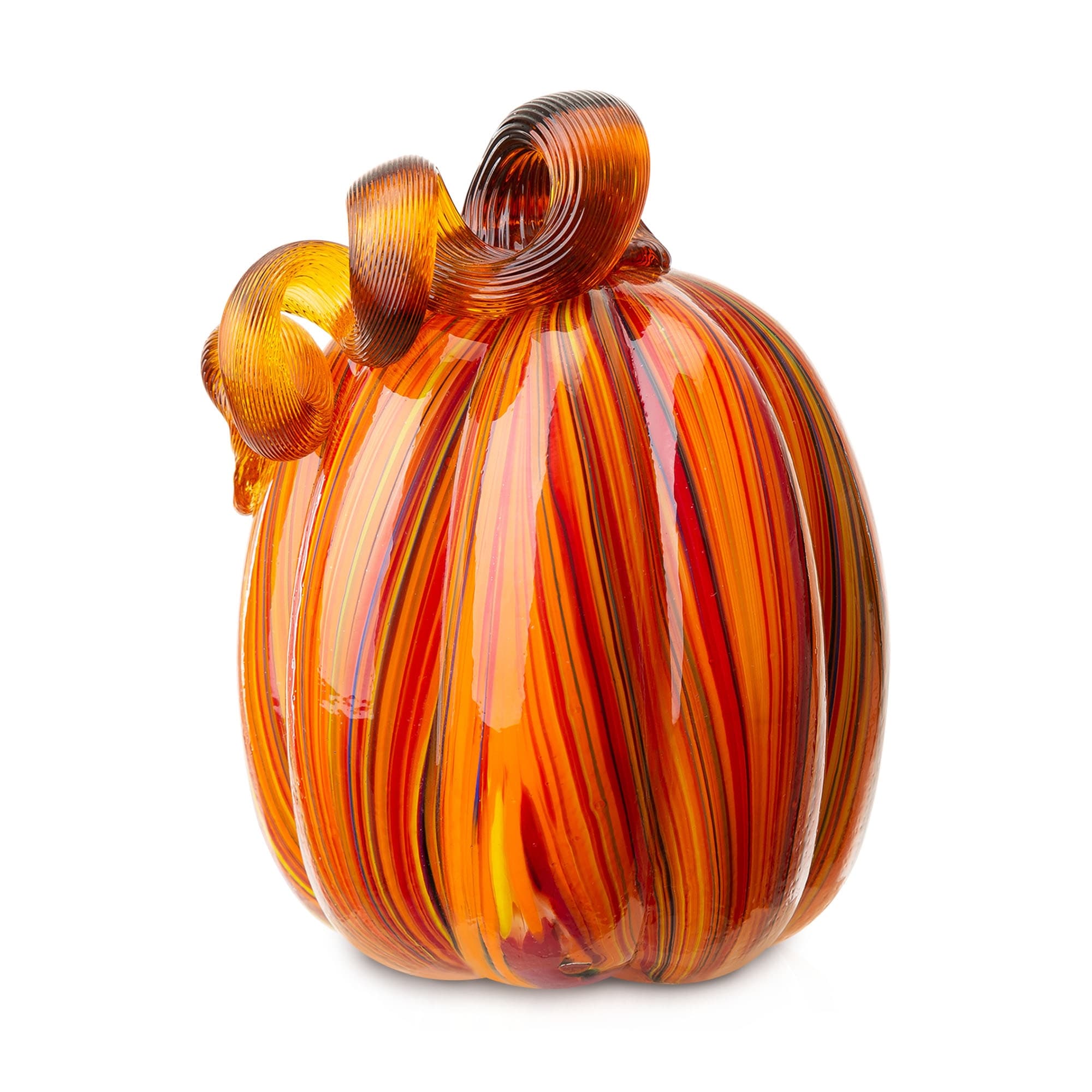 Décorations de citrouilles en verre à rayures multiples pour la récolte d'automne, Halloween, Thanksgiving, festival, Glitzhome
