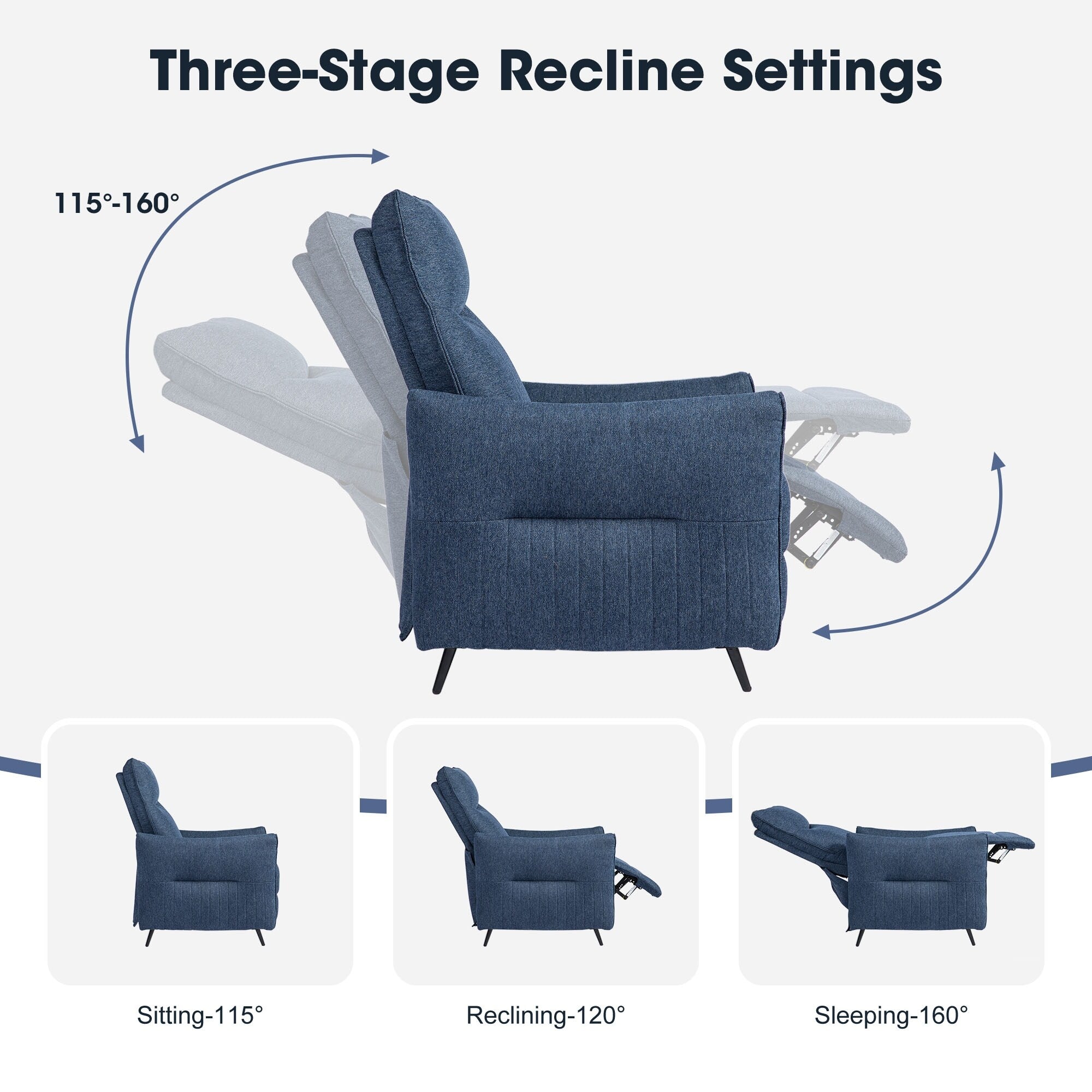 Fauteuil inclinable en tissu Glitzhome 41H avec dossier segmenté ergonomique