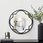 Miroir mural moderne rond/arqué en métal noir Glitzhome, décoration d'intérieur