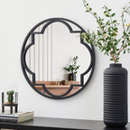 Miroir mural moderne rond/arqué en métal noir Glitzhome, décoration d'intérieur